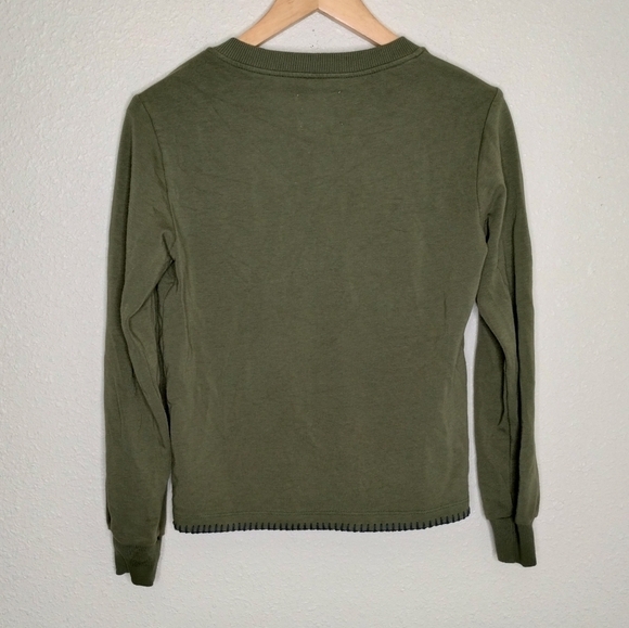 L'Agence Helena V-Neck Sweatshirt Olive Womens Size XS - Picture 4 of 7